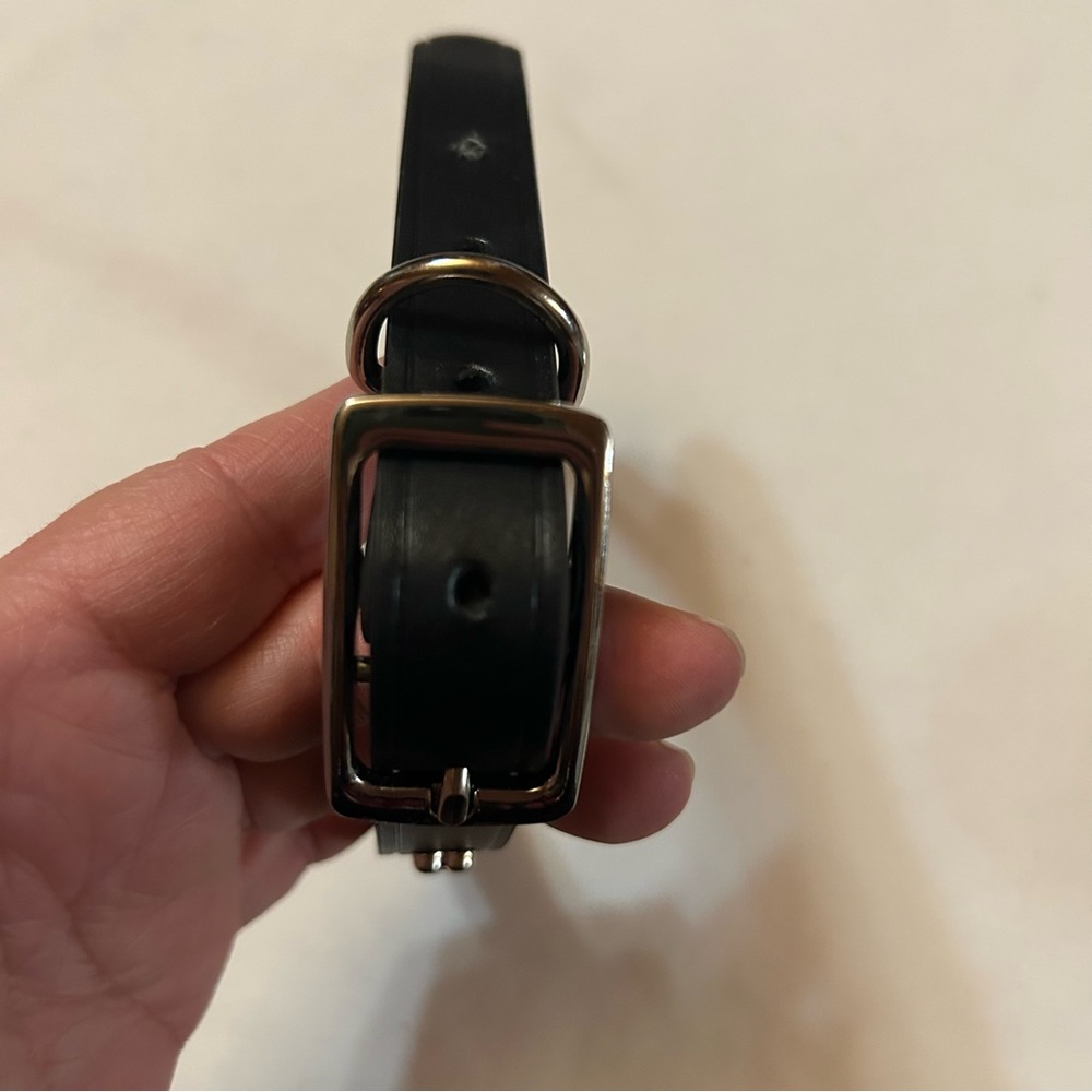 Large Bone Black Leather Collar